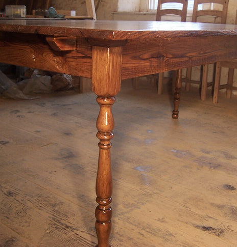 Chestnut Table, Farm Table, Wormy Chestnut, Wood Dining Table, Reclaimed Table, Turned Leg Table, Antique Dining Table, Mid Century Table
