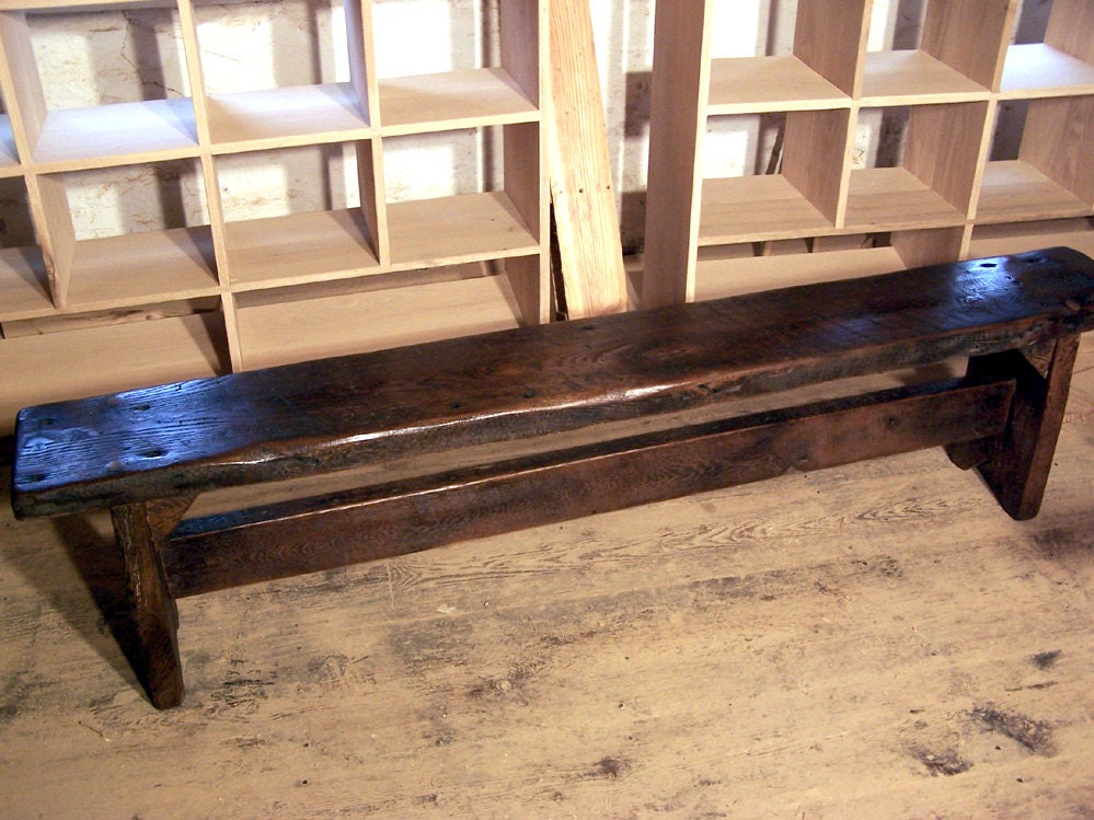 Antique Bench, Wood Bench, Narrow Entryway Bench, Plank Bench