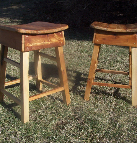 FREE SHIPPING, Counter Height Stool, Wood Saddle Stools, Wood Bar Stools, Pub Stools, Rustic Backless Stools, Eco-Friendly Reclaimed Wood