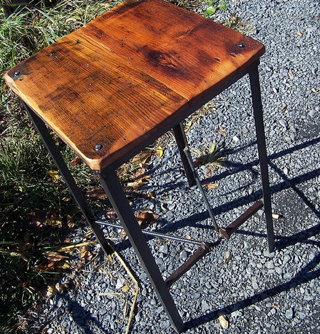 Free Shipping - Backless bar tools counter height with metal legs - THE BRANDYWINE - Industrial rebar counter stools