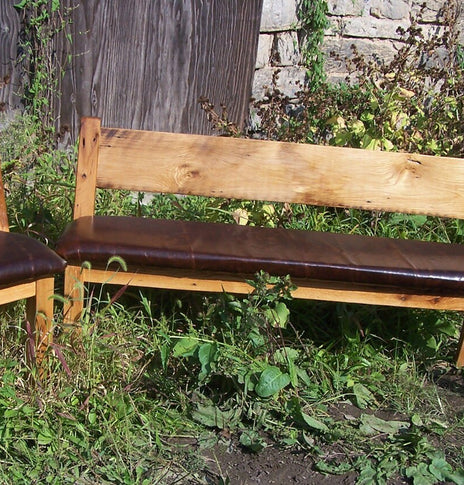 Wood Bench With Back, Leather Bench, Farm Bench, Reclaimed Bench, Custom Wood Bench, Farmhouse Furniture