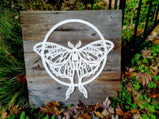 Luna Moth and Moon Reclaimed Wood and Metal Wall Art, Weathered Wood Wall Art, Luna Month Wall Decor, Butterfly Wall Art, Cottagecore Decor