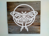 Luna Moth and Moon Reclaimed Wood and Metal Wall Art, Weathered Wood Wall Art, Luna Month Wall Decor, Butterfly Wall Art, Cottagecore Decor