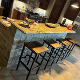 Square counter height bar stool -RIGHT PROPER - Industrial counter stools reclaimed wood - Kitchen island bar stools backless Danish modern