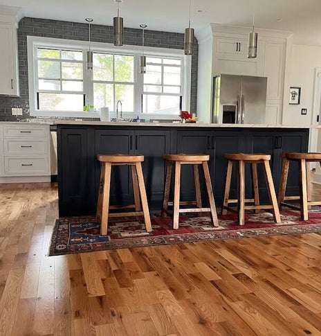 Oak Barstool, Counter Height Stool, Reclaimed Wood Tractor Seat Stool, Backless Bar Stool, Scooped Seat Kitchen Stool