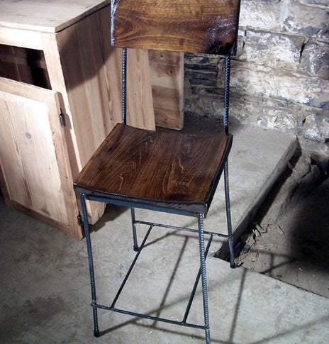 Bar stools with backs counter height - Industrial counter stools with backs - Reclaimed counter height bar stools