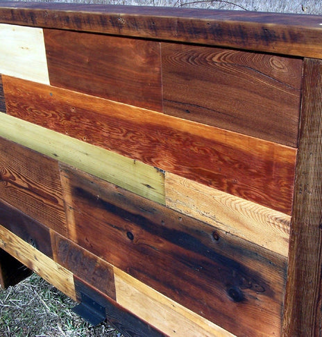 PATCHWORK King Bed, Rustic Queen Bed Frame, Reclaimed Wood Bed, California King Bed Frame,Farmhouse Bed Platform, Solid Bed