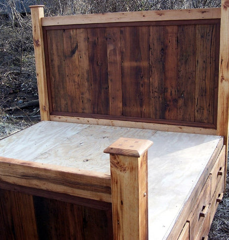 12 Drawer Reclaimed Wood Storage Bed, Platform Bed, King Storage Hardwood Bed, Rustic Storage Bed, Reclaimed Wood Bed, Queen Storage Bed