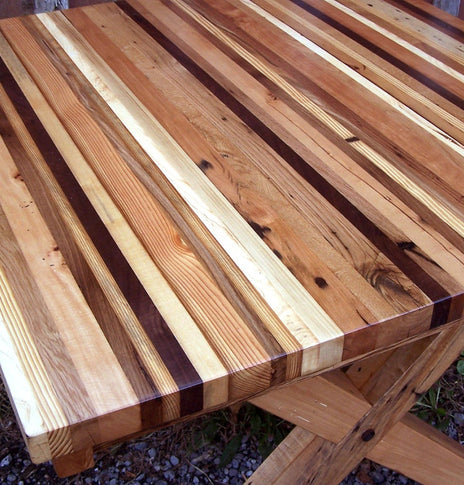 Butcher Block Island Table, Solid Wood Butcher Dining Table, Breakfast Table, Reclaimed Wood Table, Kitchen Table, Cabin Decor, Farmhouse