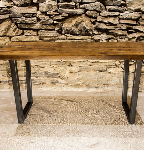 Reclaimed wood table - Dining table with industrial design - THE RAPPAHANNOCK - Wood trestle dining table / desk with metal legs