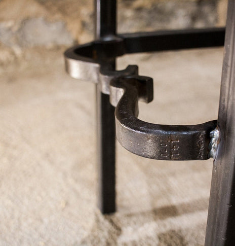 Square counter height bar stool -RIGHT PROPER - Industrial counter stools reclaimed wood - Kitchen island bar stools backless Danish modern