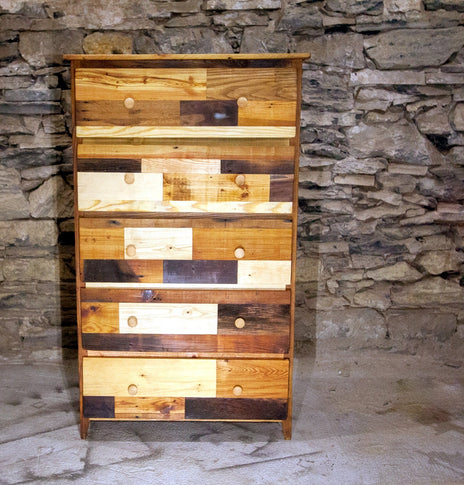 Reclaimed Wood Dresser, Tallboy Dresser, Patchwork Dresser, Wood Dresser, Solid Wood Dresser, Boho Bedroom Furniture, Patchwork Furniture