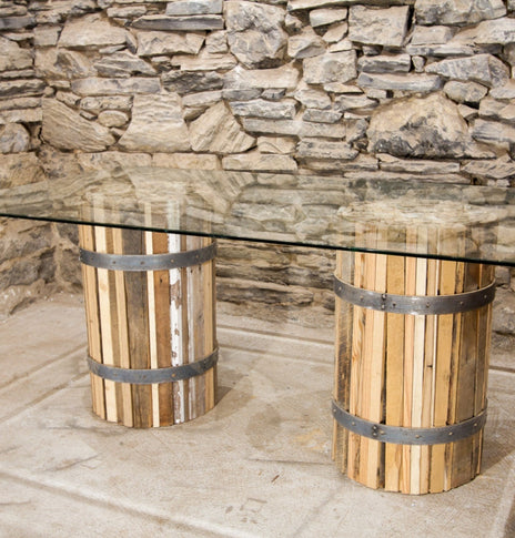 Custom Size - Dining Table Glass Extension, Rustic Modern Glass Table, Modern Farmhouse Kitchen Table, Contemporary Glass Table, Reclaimed