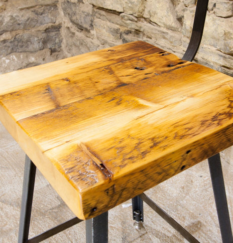 Bar stools with backs counter height - THE BREWSTER- Farmhouse rustic counter stools industrial -Stools reclaimed seat unique man cave decor
