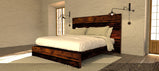 Platform bed with king size made of reclaimed wood