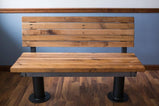 FREE SHIPPING - Bolted Down Bench With Back - Reclaimed Furniture For Restaurants - Wooden Bench With Back For Cafe