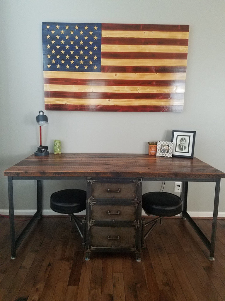 Wood Desk With Drawers, Industrial Desk, Home Office Desk, Antique Sty –  Strong Oaks Woodshop