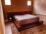Wood Floating Platform Bed, Wood Bed Frame, Industrial Bed, Headboard King Bed, Modern Bed, Danish Bed Platform, Queen Size Bed Frame, Wood