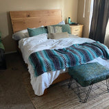 Reclaimed Wood SLANT BACK Platform Bed, Farmhouse Bed Frame, King Bed Frame, Queen Bed Frame And Headboard, Custom Reclaimed Wood Bed Frame