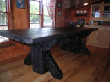 Massive Thick Plank Timber Trestle Table, Cabin Furniture, Wood Dining Table, Timber Table, Farm Table, Barn Wood Table