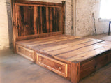 FREE SHIPPING - Bed Frame, Platform Bed, Bed With Storage Drawers, King Platform Bed, Storage Bed, Rustic Platform Bed, Modern Farmhouse Bed