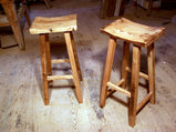 FREE SHIPPING - Counter stool wood counter height - Saddle counter stool bar height - Reclaimed wood bar stool counter height