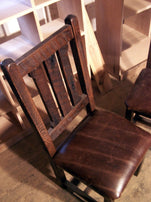 Dining Chair, Wood Cushion Chair, Rustic Chair, Solid Wood And Leather Chair, Oak Chair, Wooden Chair.
