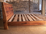 Reclaimed Wood SLANT BACK Platform Bed, Farmhouse Bed Frame, King Bed Frame, Queen Bed Frame And Headboard, Custom Reclaimed Wood Bed Frame