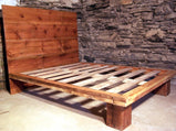 Platform bed made of reclaimed wood - The Studio- King platform bed of solid wood - Modern wood bed with headboard