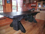 Massive Thick Plank Timber Trestle Table, Cabin Furniture, Wood Dining Table, Timber Table, Farm Table, Barn Wood Table