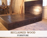 Wooden King Platform Bed With Drawers - Twin Rustic Platform Bed With Storage - Reclaimed Queen Bed With Headboard