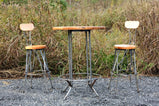 Custom Sizing - Bar Height Table Round - Pub Table With Foot Rest - Pub table bar height with design - Reclaimed wood bar height table