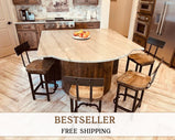 Sturdy wooden bar stool with back - Baker Street Stool - Large counter height stool seat with authentic industrial design