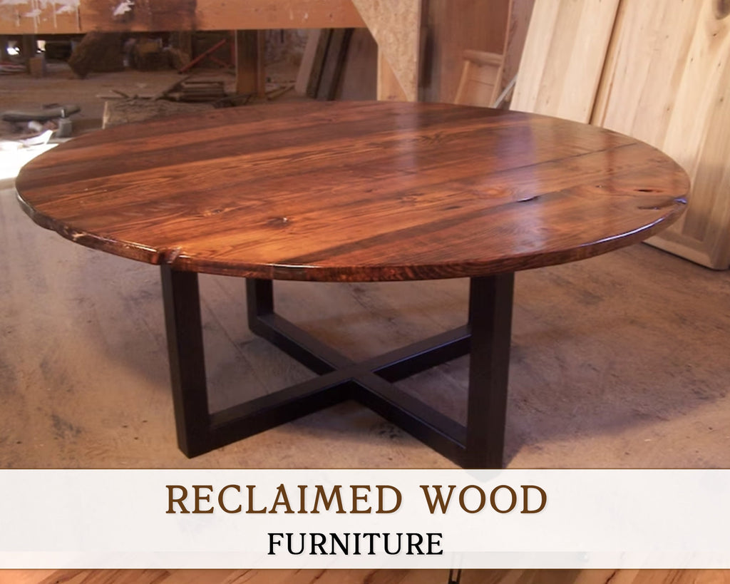 18 Round End Side Table Reclaimed Wood Planks