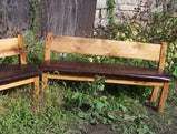 Wood Bench With Back, Leather Bench, Farm Bench, Reclaimed Bench, Custom Wood Bench, Farmhouse Furniture
