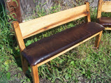 Wood Bench With Back, Leather Bench, Farm Bench, Reclaimed Bench, Custom Wood Bench, Farmhouse Furniture