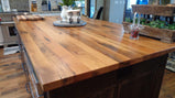 Custom Solid Reclaimed Oak Kitchen Island Countertop - Reclaimed Wood Oak Butcher Block Countertop - Handmade Kitchen Furniture And Decor
