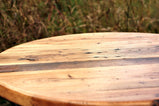 Custom Sizing - Bar Height Table Round - Pub Table With Foot Rest - Pub table bar height with design - Reclaimed wood bar height table