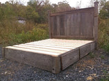 Wood Platform Bed, Barn Wood Bed Frame, Rustic Platform Bed, Sunset Platform Bed, Drawers Bed Platform, King Headboard Bed, Log Bed Frame