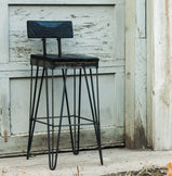 15x15 Black Counter Stool, 18-34in Height Dark Wood Barstool, Industrial Bar Height Stool, Railroad Spike Stool, Rustic Bar Stool With Back