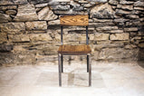 Modern Farmhouse Stool With Back, Solid Wood Bar Chair, Metal Bar Stools, ZEITGEIST, Sturdy Urban Chairs, Reclaimed Wood Dining Chair, Rebar